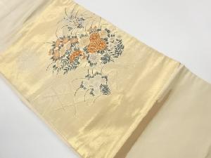 リサイクル　蛇籠に流水・秋草模様織出し名古屋帯